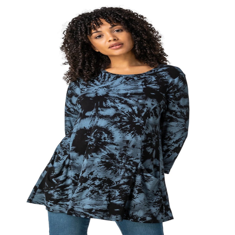 Roman Blue Tie Dye Pocket Swing Top