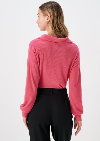 Pink Collared Pullover Top