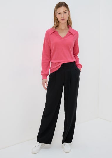 Pink Collared Pullover Top