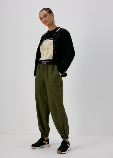 Papaya Petite Black Butterfly Print Oversized T-Shirt