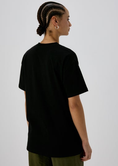 Papaya Petite Black Butterfly Print Oversized T-Shirt