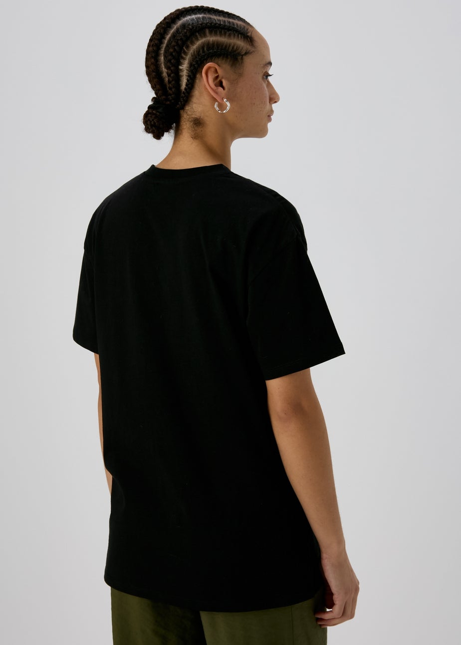 Papaya Petite Black Butterfly Print Oversized T-Shirt