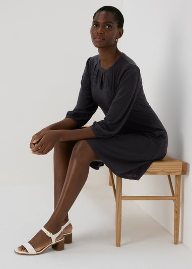 Black Keyhole Neck Skater Dress