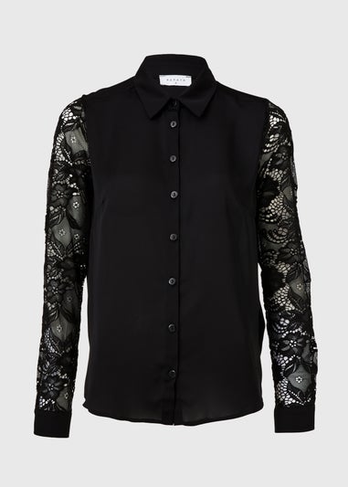 Black Lace Sleeve Shirt