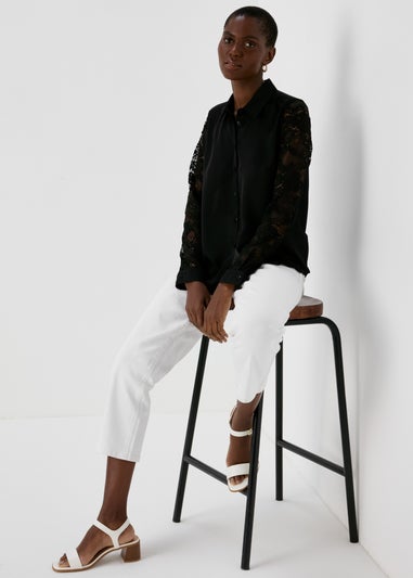 Black Lace Sleeve Shirt