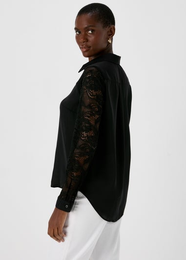 Black Lace Sleeve Shirt