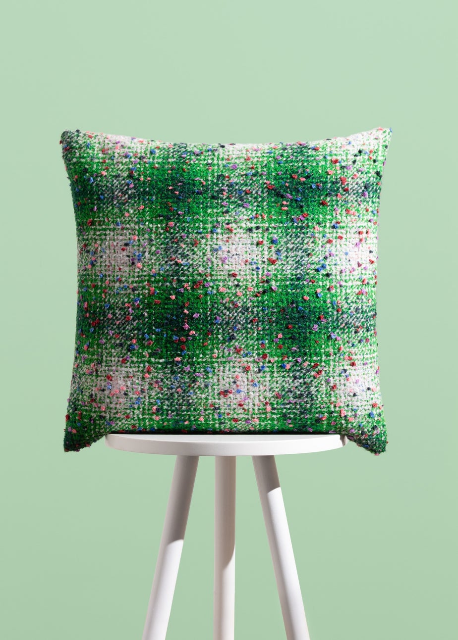 Heya Home Connie Check Jacquard Filled Cushion (45cm x 45cm x 8cm)