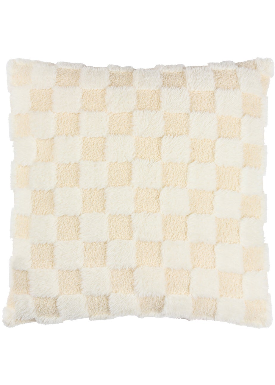 Heya Home Check It Boucle Fleece Filled Cushion (45cm x 45cm x 8cm)