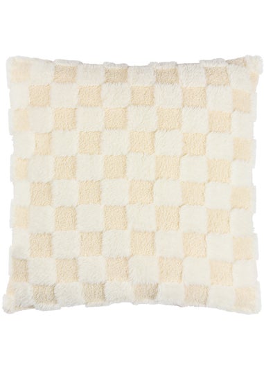 Heya Home Check It Boucle Fleece Filled Cushion (45cm x 45cm x 8cm)