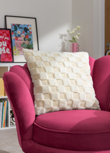 Heya Home Check It Boucle Fleece Filled Cushion (45cm x 45cm x 8cm)