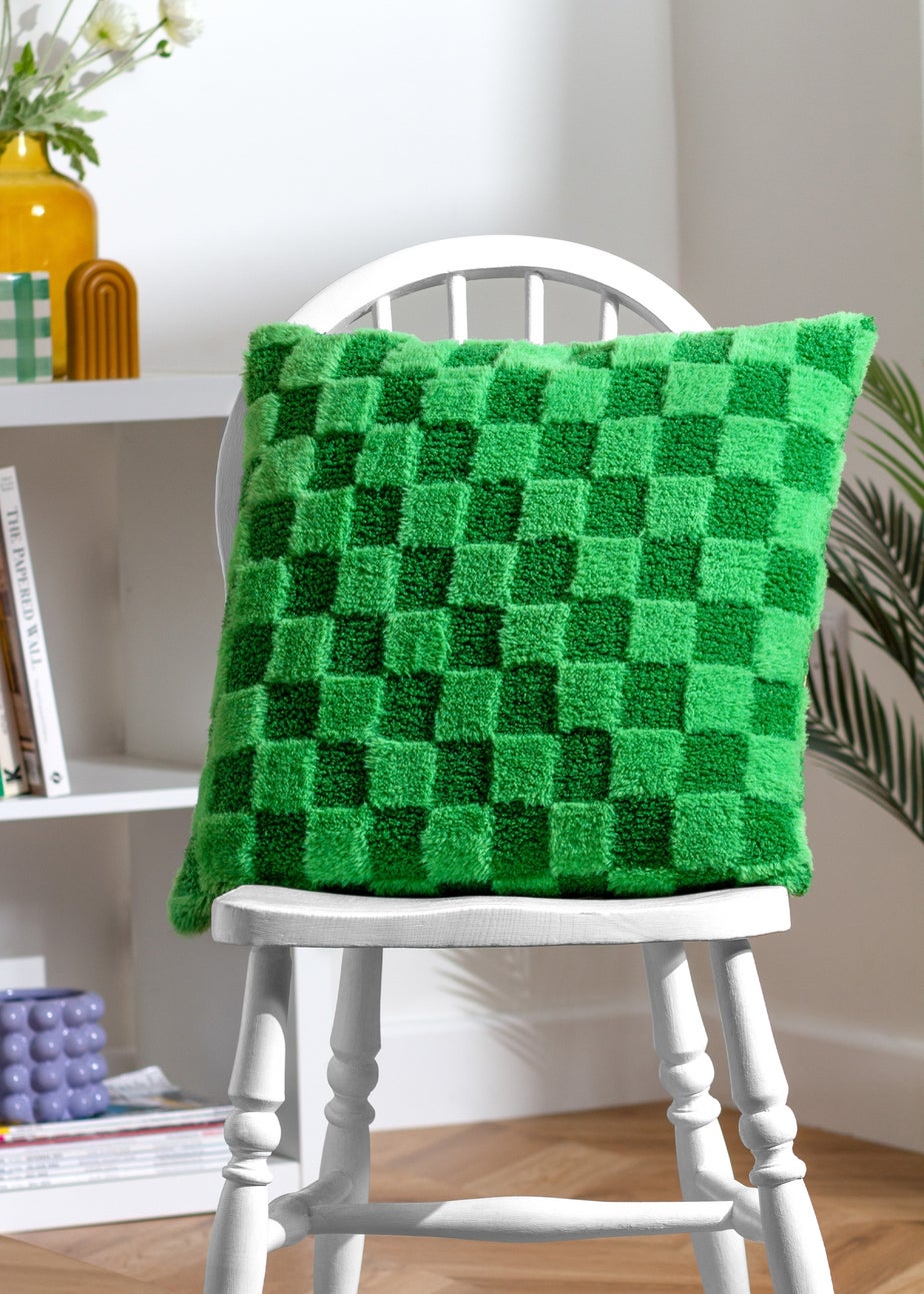 Heya Home Check It Boucle Fleece Filled Cushion (45cm x 45cm x 8cm)