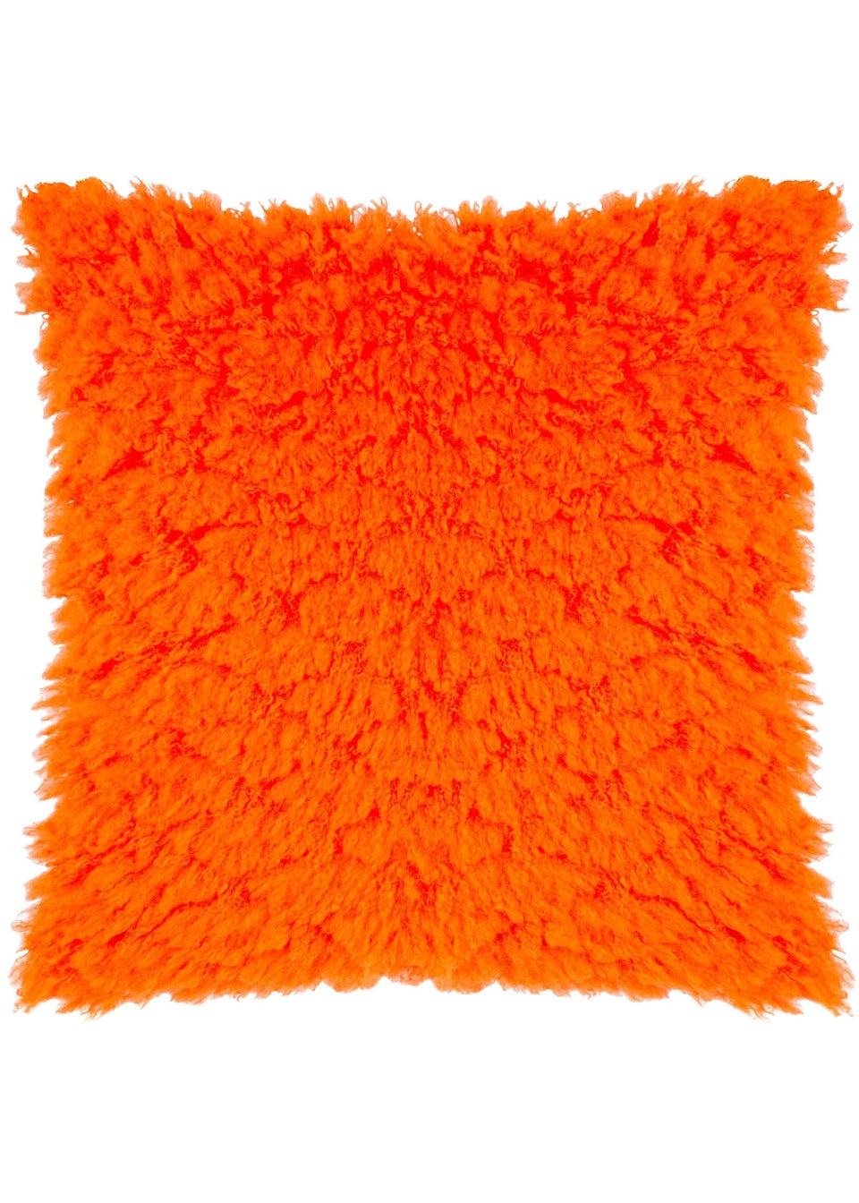 Heya Home Fluff Ball Faux Fur Filled Cushion (45cm x 45cm x 8cm) Orange Fever