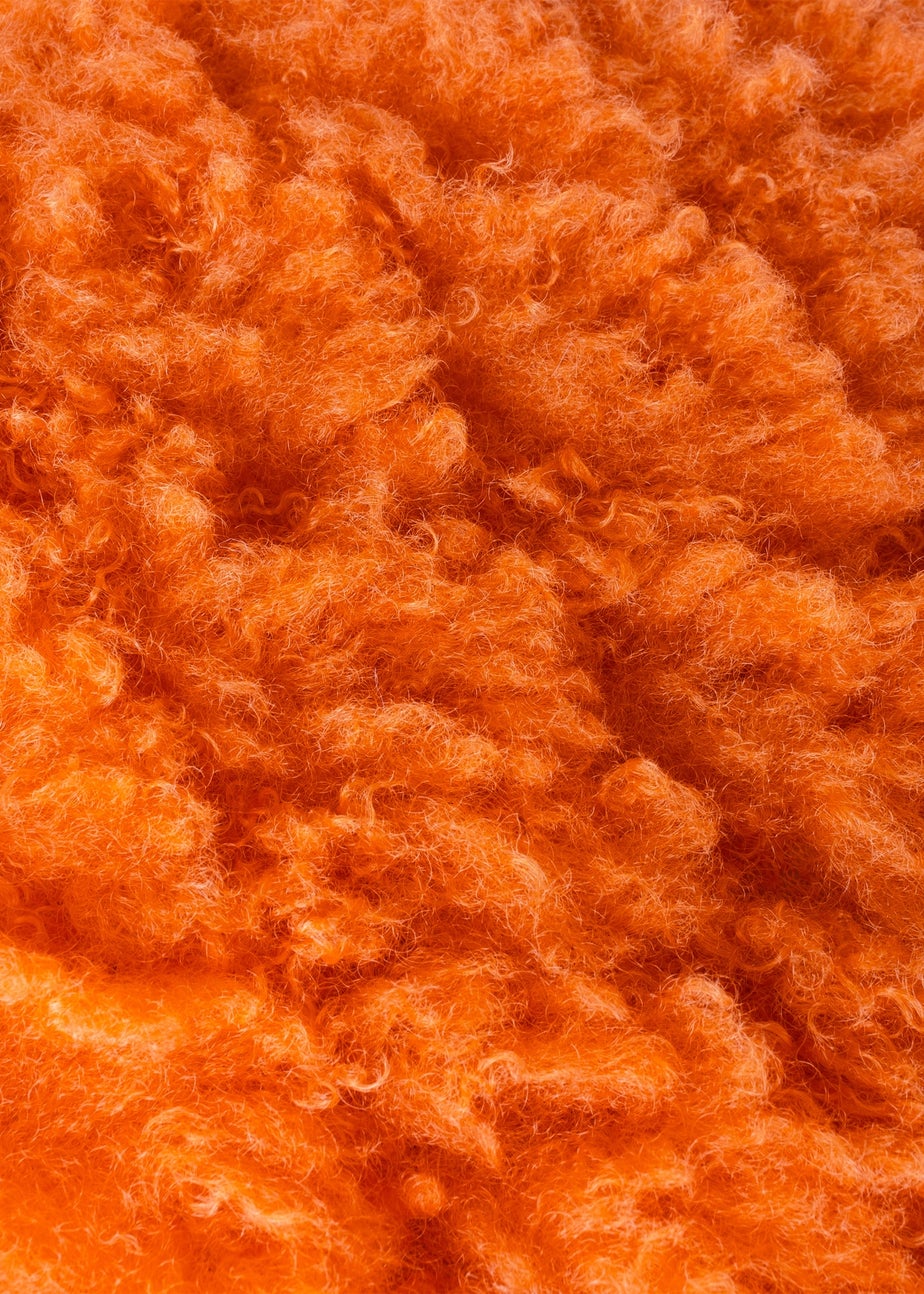 Heya Home Fluff Ball Faux Fur Filled Cushion (45cm x 45cm x 8cm) Orange Fever