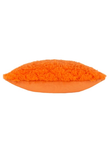 Heya Home Fluff Ball Faux Fur Filled Cushion (45cm x 45cm x 8cm) Orange Fever
