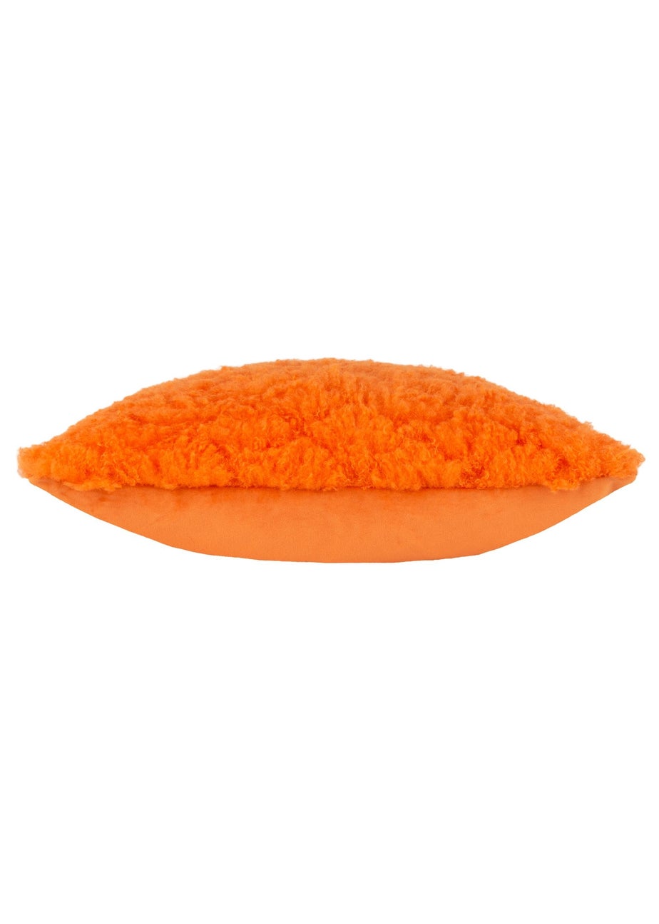 Heya Home Fluff Ball Faux Fur Filled Cushion (45cm x 45cm x 8cm) Orange Fever