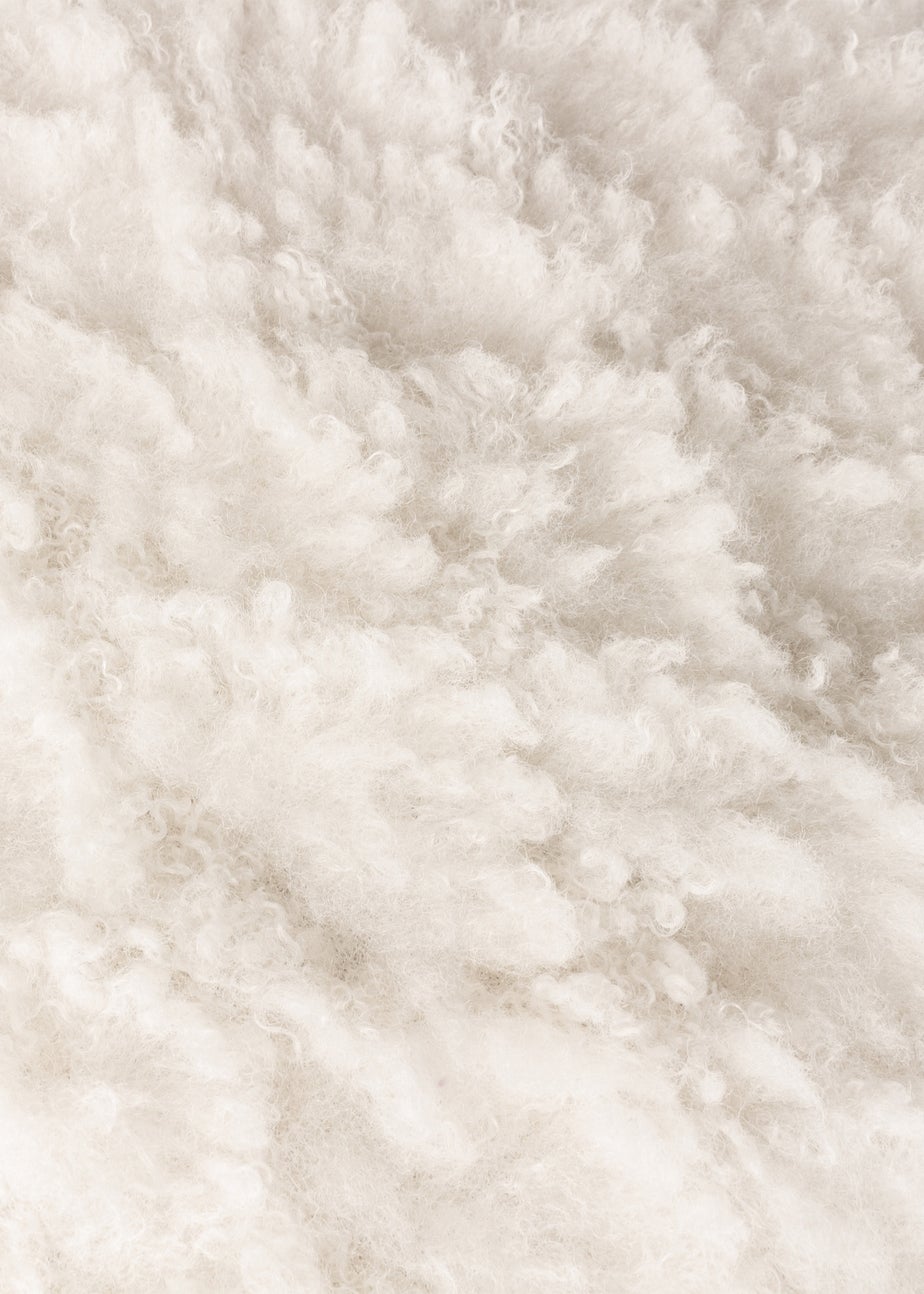 Heya Home Fluff Ball Faux Fur Filled Cushion (45cm x 45cm x 8cm) Dreamy Cream