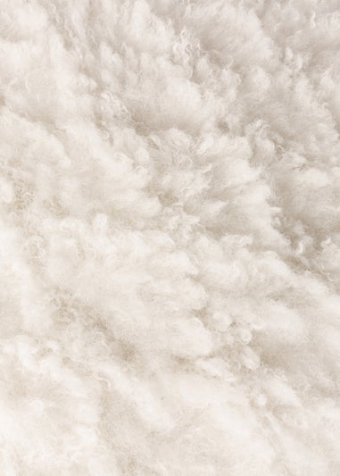 Heya Home Fluff Ball Faux Fur Filled Cushion (45cm x 45cm x 8cm) Dreamy Cream