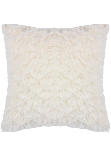Heya Home Fluff Ball Faux Fur Filled Cushion (45cm x 45cm x 8cm) Dreamy Cream