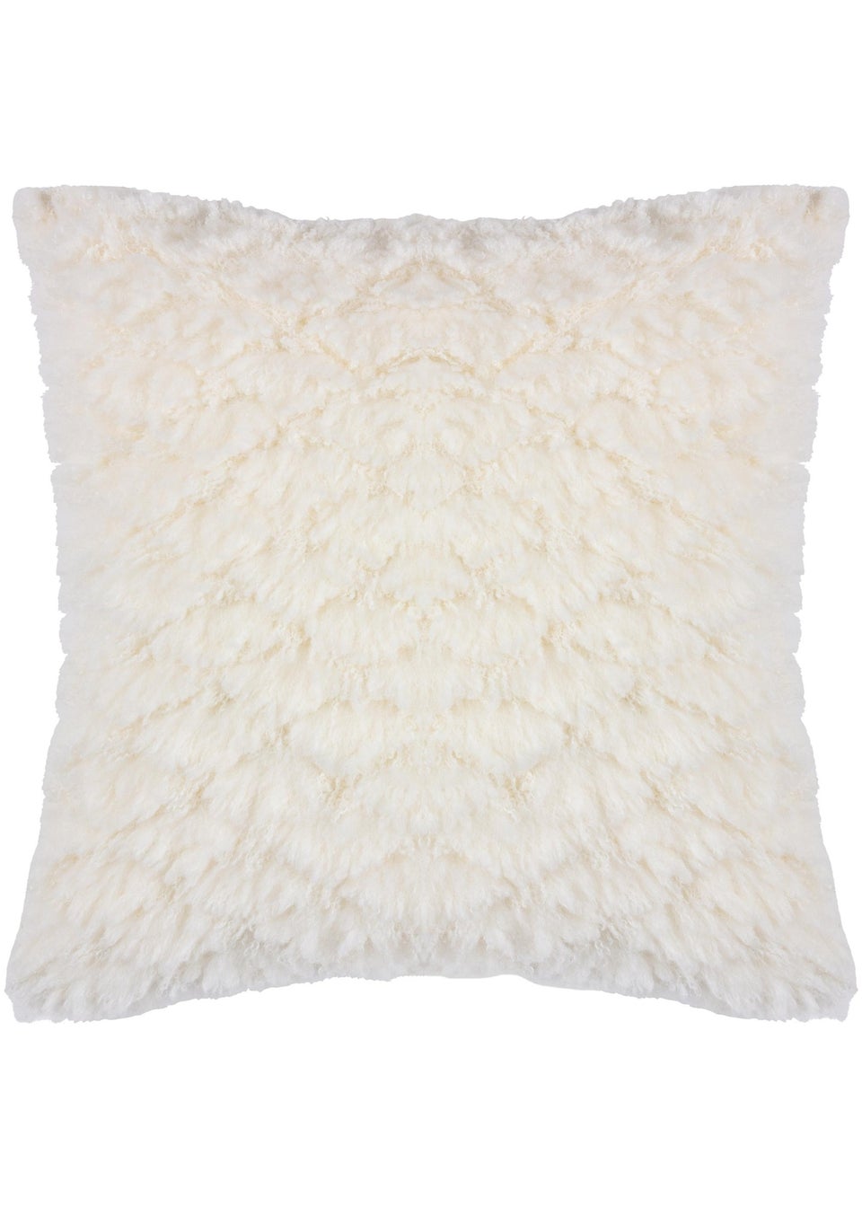 Heya Home Fluff Ball Faux Fur Filled Cushion (45cm x 45cm x 8cm) Dreamy Cream