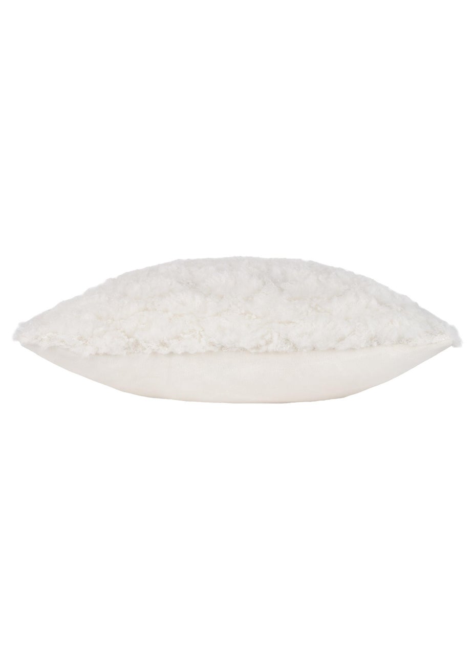 Heya Home Fluff Ball Faux Fur Filled Cushion (45cm x 45cm x 8cm) Dreamy Cream
