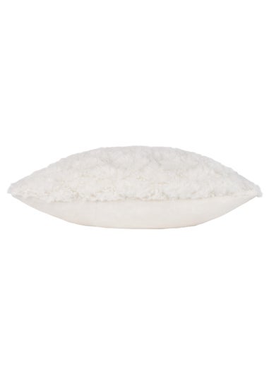 Heya Home Fluff Ball Faux Fur Filled Cushion (45cm x 45cm x 8cm) Dreamy Cream