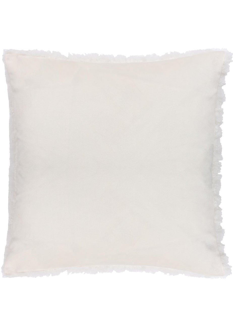 Heya Home Fluff Ball Faux Fur Filled Cushion (45cm x 45cm x 8cm) Dreamy Cream