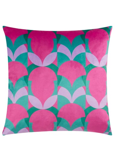 Heya Home Raeya Velvet Filled Cushion (45cm x 45cm x 8cm) Pink/Jade