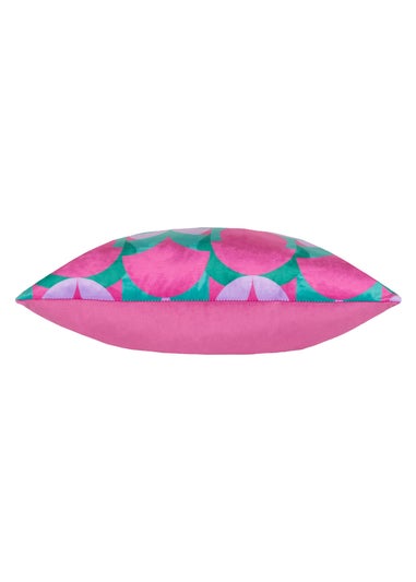 Heya Home Raeya Velvet Filled Cushion (45cm x 45cm x 8cm) Pink/Jade