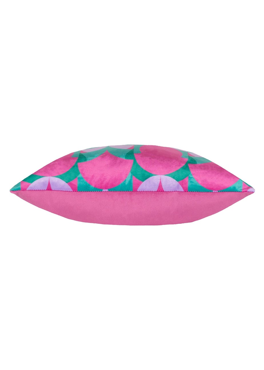 Heya Home Raeya Velvet Filled Cushion (45cm x 45cm x 8cm) Pink/Jade