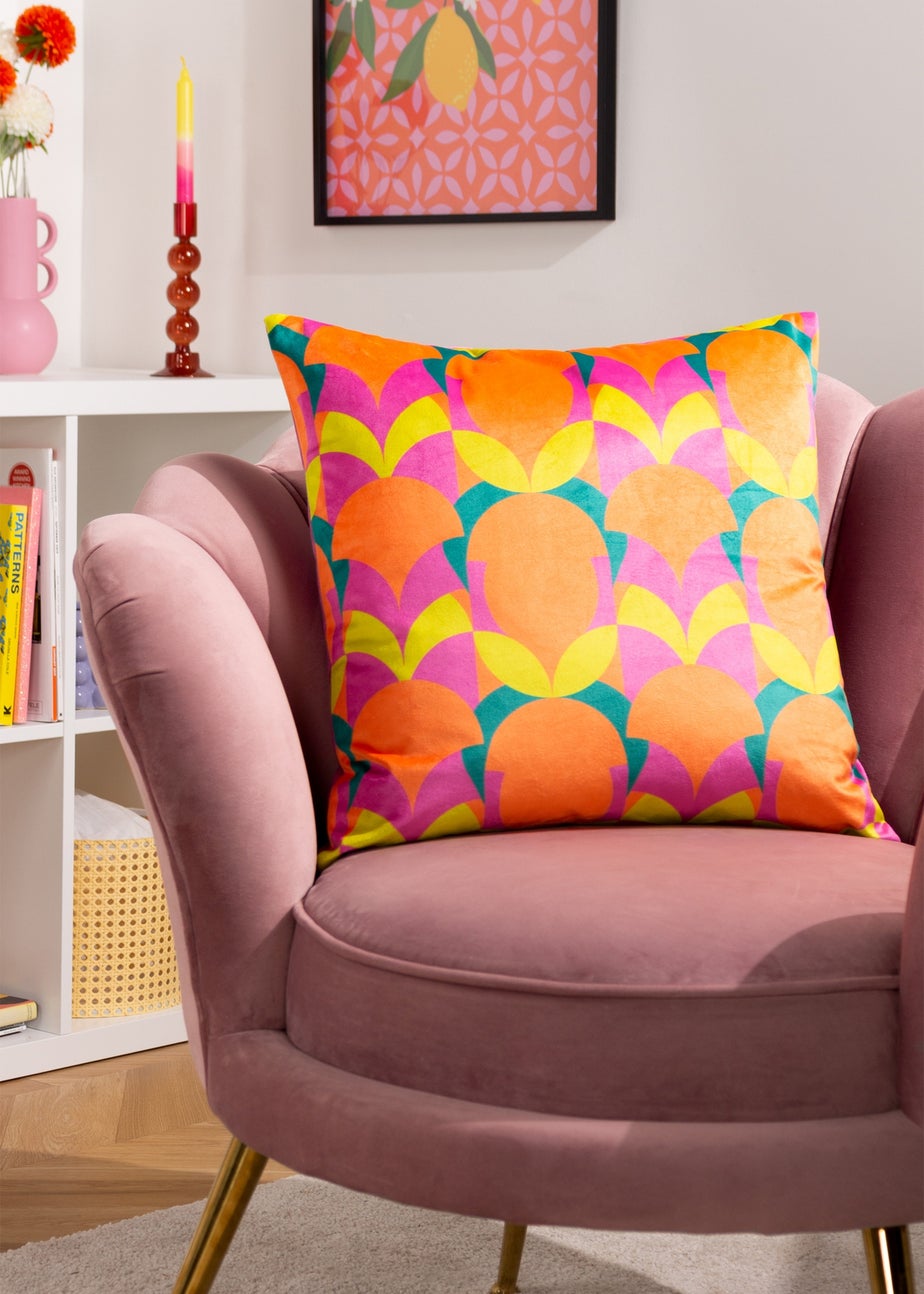 Heya Home Raeya Velvet Filled Cushion (45cm x 45cm x 8cm) Neon