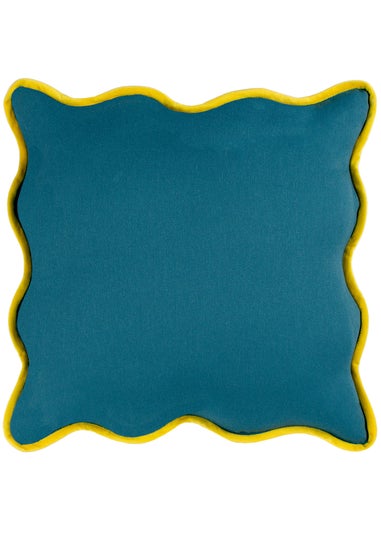 Heya Home Wiggle Velvet Piped Ready Filled Cushion (45cm x 45cm x 8cm)