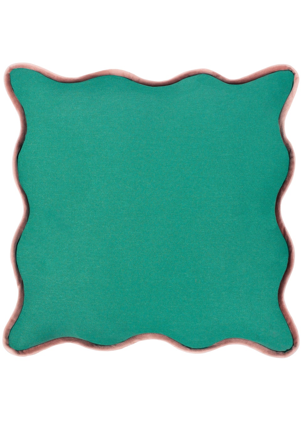 Heya Home Wiggle Velvet Piped Ready Filled Cushion (45cm x 45cm x 8cm) Green/Pink
