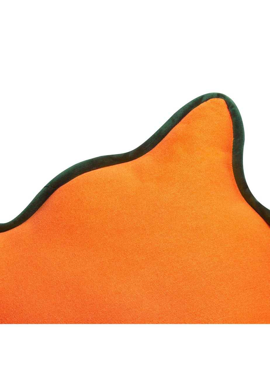 Heya Home Wiggle Velvet Piped Ready Filled Cushion (45cm x 45cm x 8cm) Orange/Green
