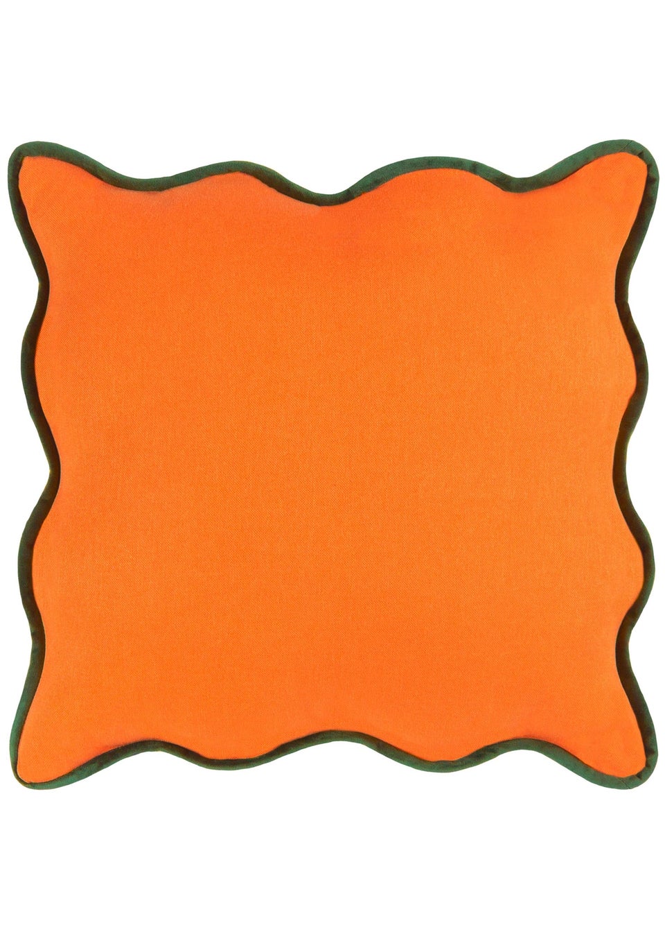 Heya Home Wiggle Velvet Piped Ready Filled Cushion (45cm x 45cm x 8cm) Orange/Green
