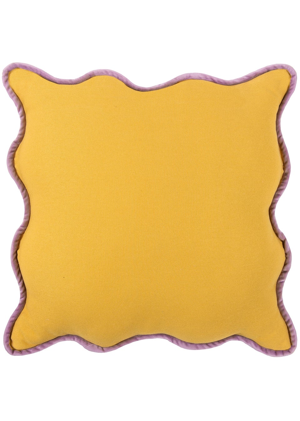Heya Home Wiggle Velvet Piped Ready Filled Cushion (45cm x 45cm x 8cm) Yellow/Lilac