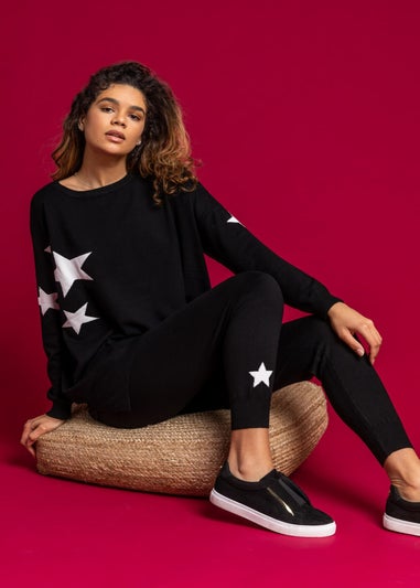Roman Black Longline Star Print Jumper
