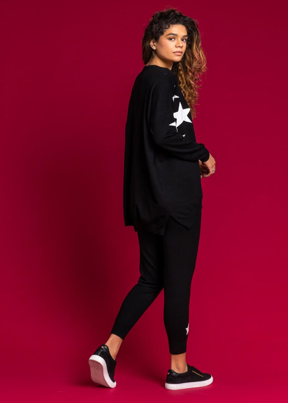 Roman Black Longline Star Print Jumper