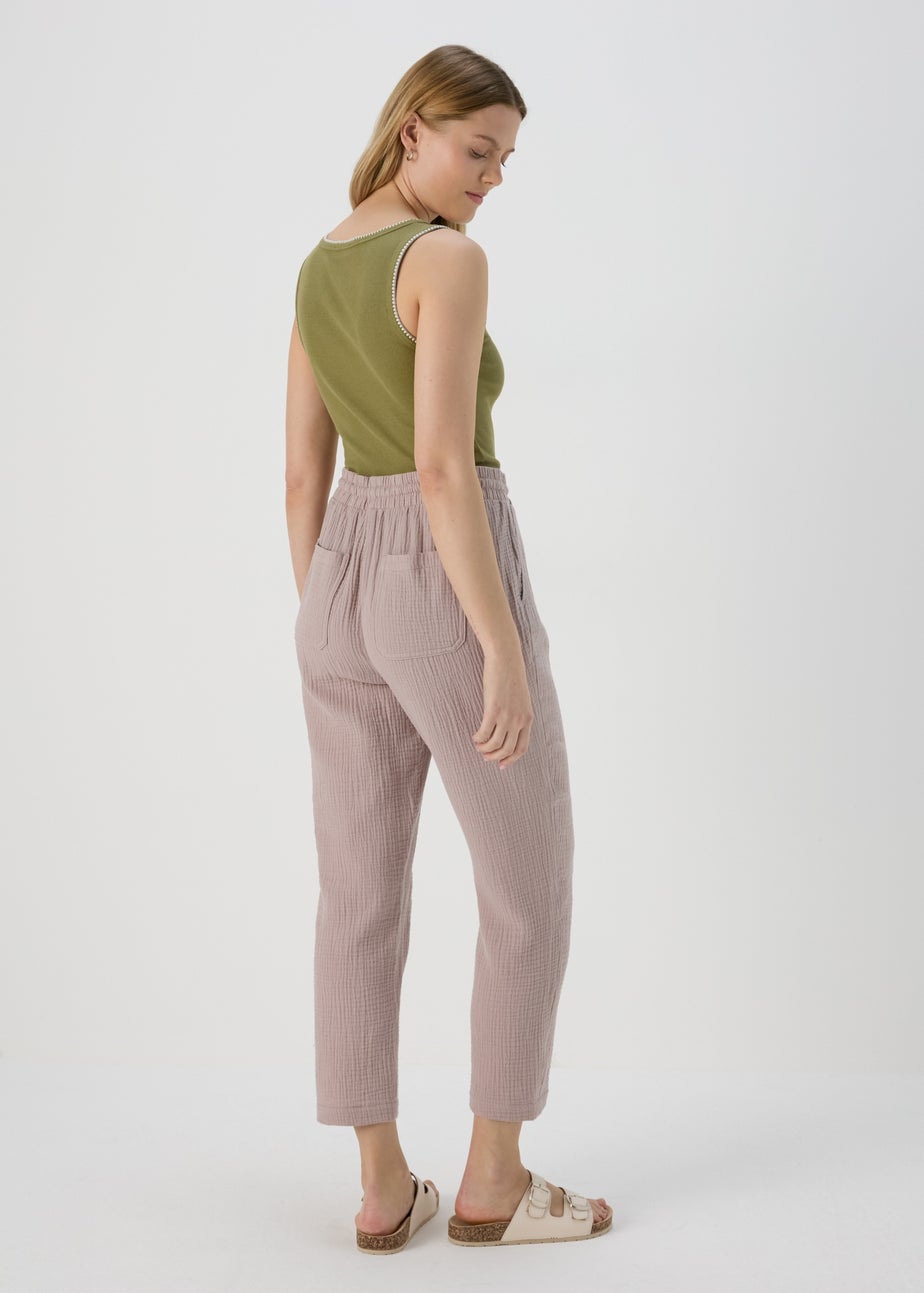 Taupe Double Cloth Crop Trousers