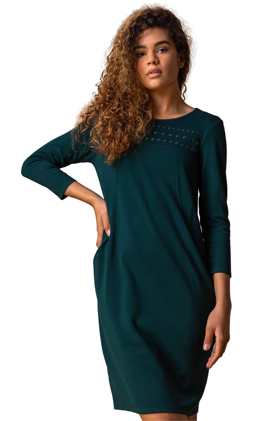 Roman Forest Hotfix Pocket Detail Cocoon Dress