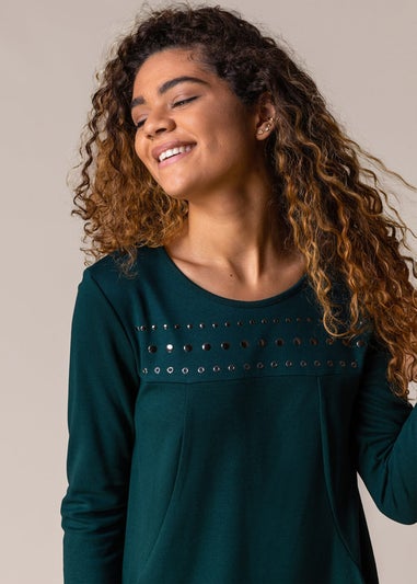 Roman Forest Hotfix Pocket Detail Cocoon Dress