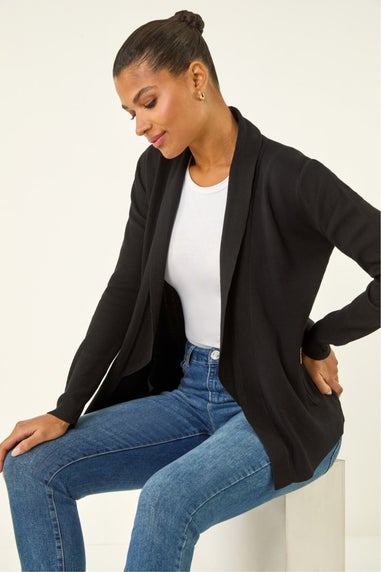 Roman Black Knitted Zip Detail Jacket
