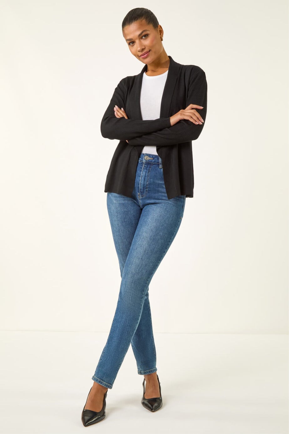 Roman Black Knitted Zip Detail Jacket