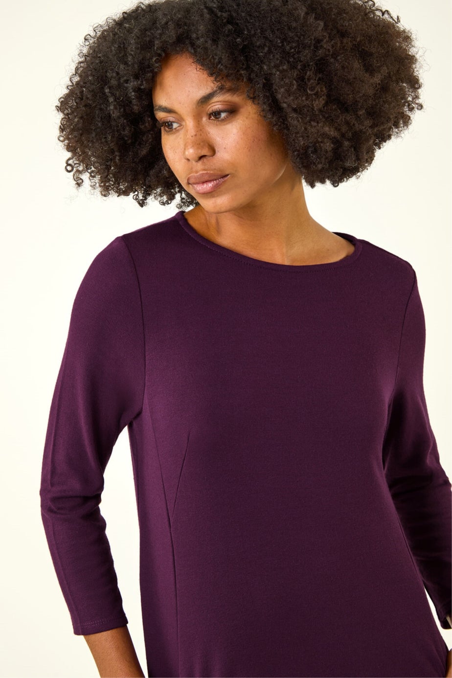 Roman Purple A-Line Pocket Detail Stretch Swing Dress