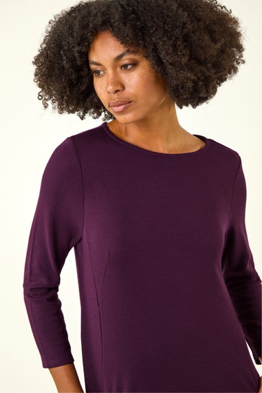 Roman Purple A-Line Pocket Detail Stretch Swing Dress