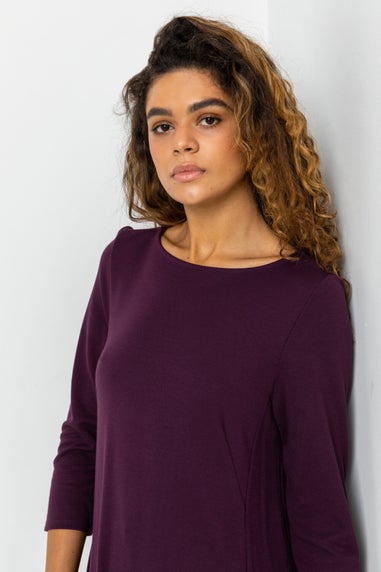 Roman Purple A-Line Pocket Detail Stretch Swing Dress