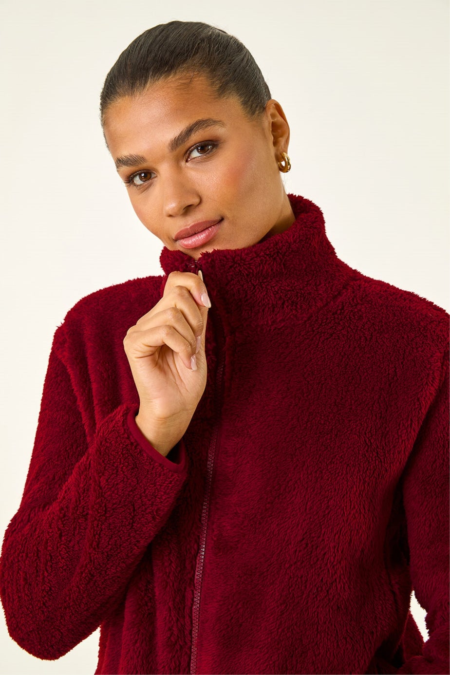 Roman Burgundy Soft Sherpa Fleece Jacket