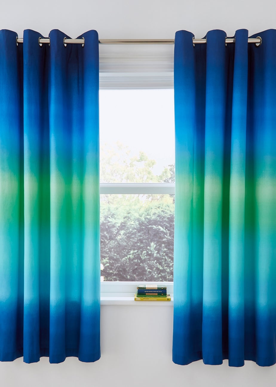 Catherine Lansfield Kids Ombre Stripe Lined Eyelet Curtains