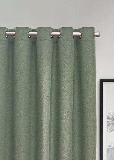 furn. Dawn 100% Blackout Thermal Eyelet Curtains Eucalyptus