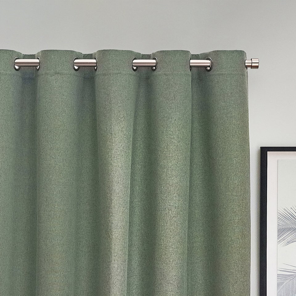 furn. Dawn 100% Blackout Thermal Eyelet Curtains Eucalyptus