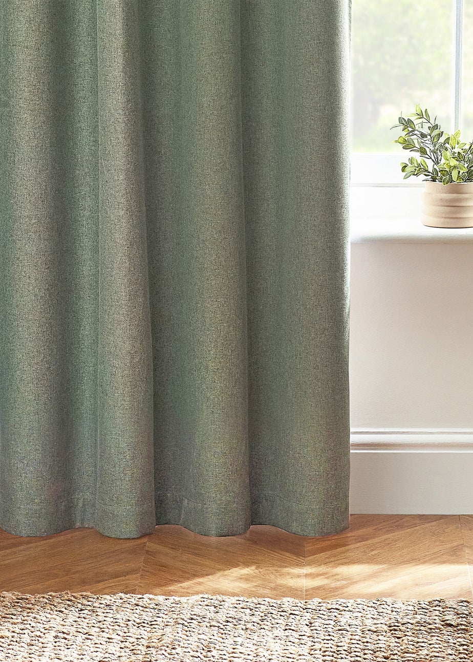 furn. Dawn 100% Blackout Thermal Eyelet Curtains Eucalyptus
